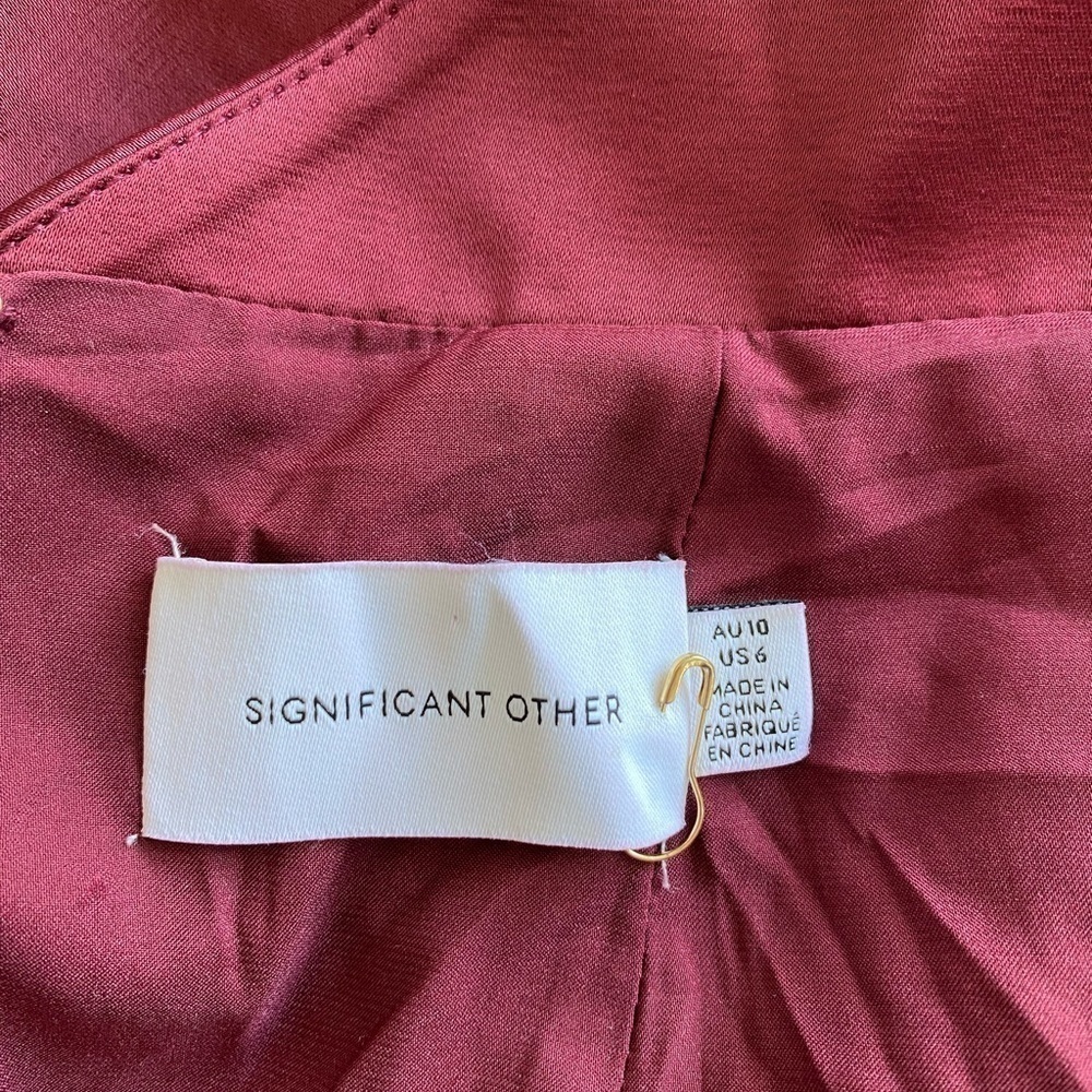 Significant Other Gracie One-Shoulder Cocktail Maxi Dress New Size 6 Burgundy - Picture 7 of 11